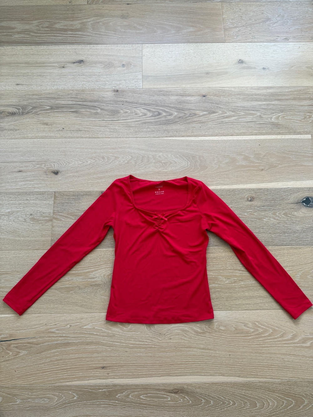 George Red Lace-Up Long-Sleeve Women's Top